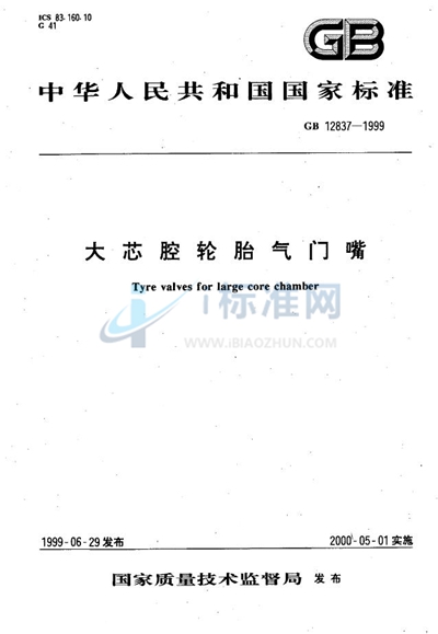 GB 12837-1999 大芯腔轮胎气门嘴