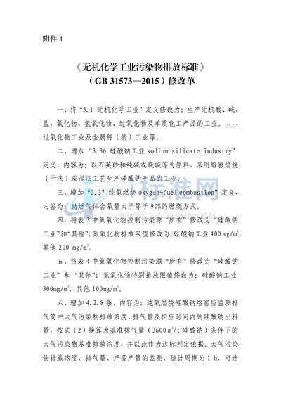 GB 31573-2015 无机化学工业污染物排放标准