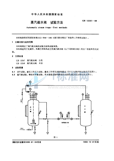 GB/T 12251-1989 蒸汽疏水阀  试验方法