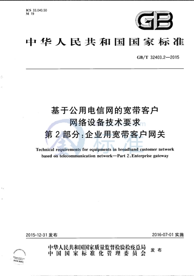 GB/T 32403.2-2015 基于公用电信网的宽带客户网络设备技术要求  第2部分：企业用宽带客户网关