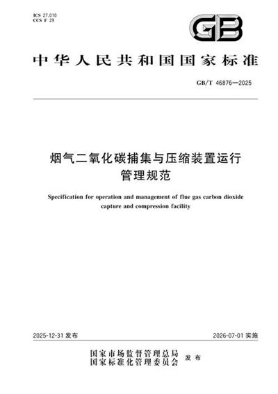 GB/T 46876-2025 烟气二氧化碳捕集与压缩装置运行管理规范