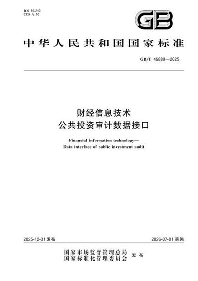 GB/T 46889-2025 财经信息技术 公共投资审计数据接口