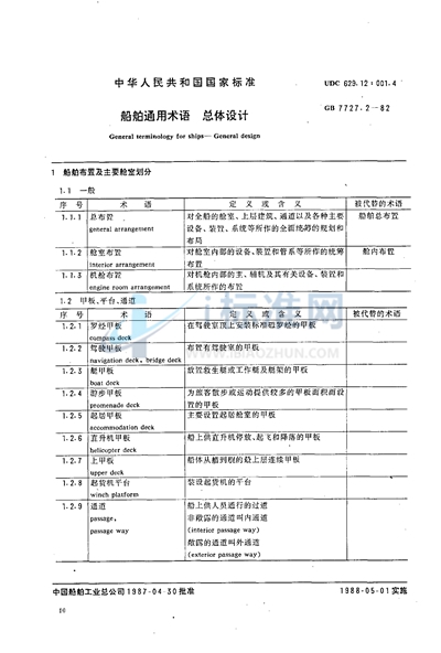 GB/T 7727.2-1987 船舶通用术语 总体设计