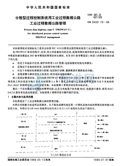 GB/T 9469.10-1988 分散型过程控制系统用工业过程数据公路  工业过程数据公路管理